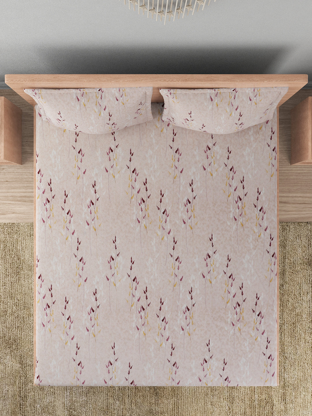 180 TC Double Bed Cotton Bedsheet with 2 Pillow Covers-Wine
