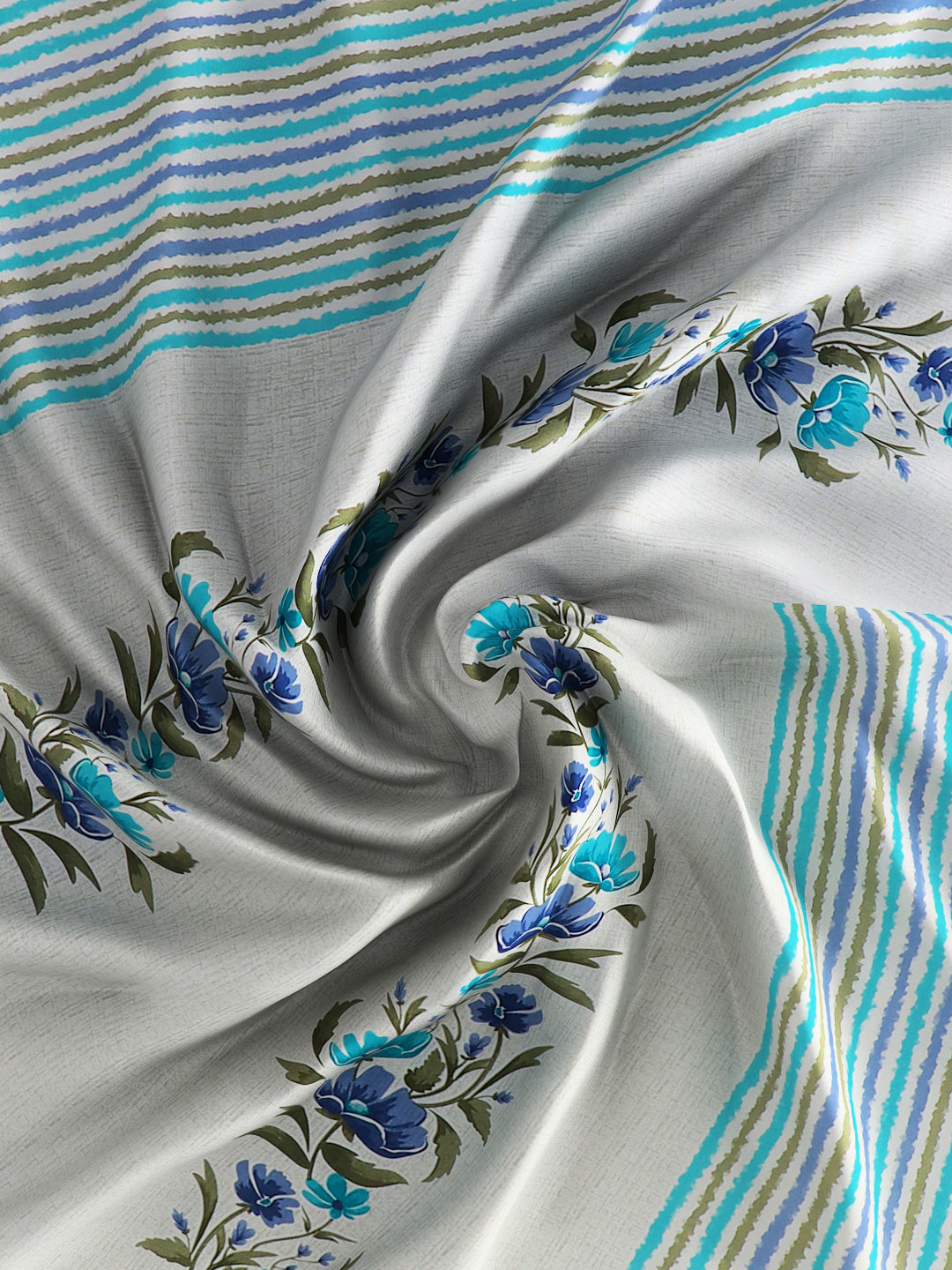 180 TC Double Bed Cotton Bedsheet with 2 Pillow Covers-Blue