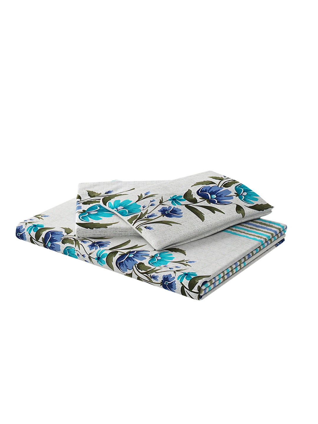 180 TC Double Bed Cotton Bedsheet with 2 Pillow Covers-Blue