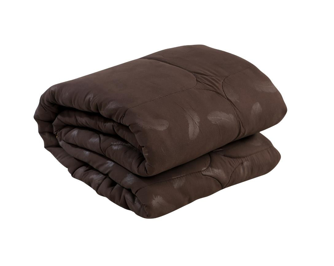 Feather Imprint Single Bed Cozy Quilt-Brown