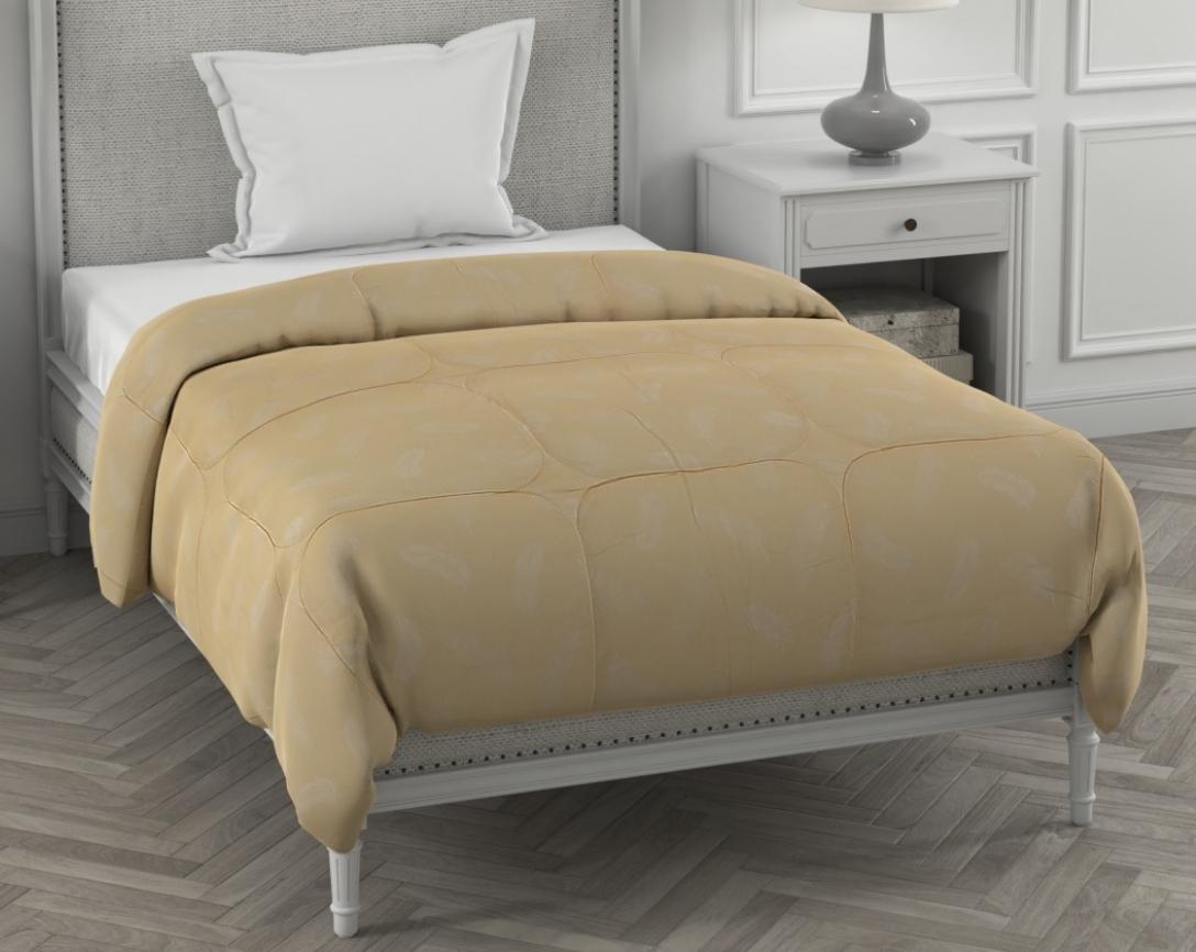 Feather Imprint Single Bed Cozy Quilt-Beige