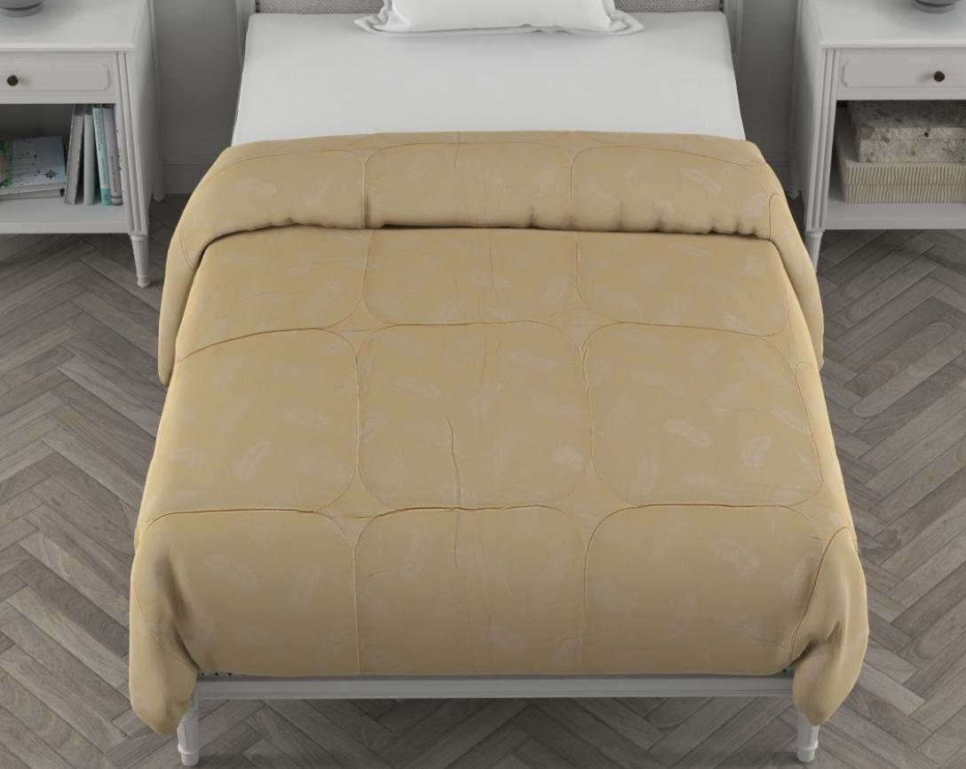 Feather Imprint Single Bed Cozy Quilt-Beige