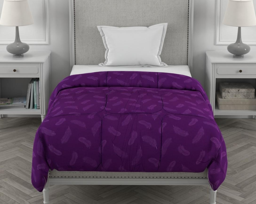 Feather Imprint Single Bed Cozy Quilt-Purple