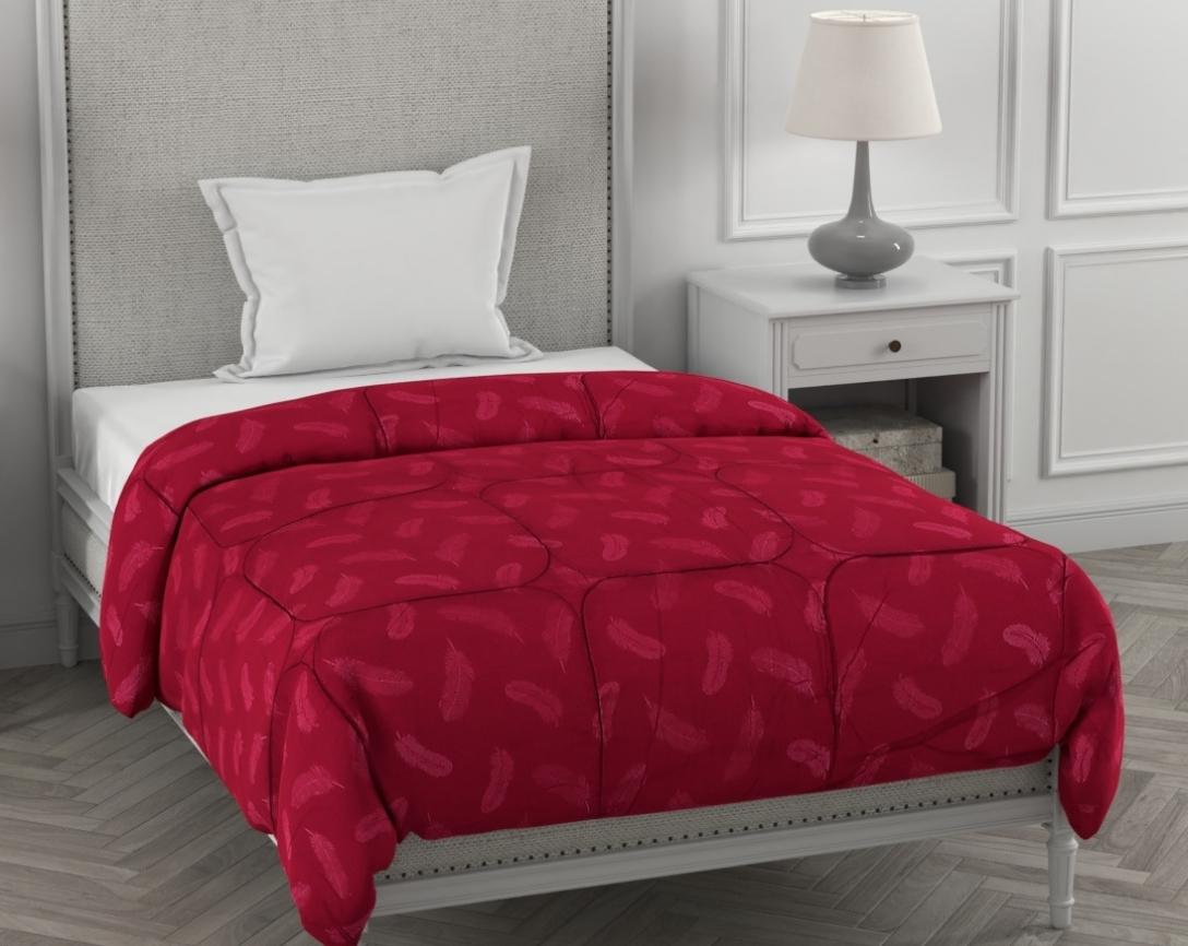Feather Imprint Single Bed Cozy Quilt-Maroon
