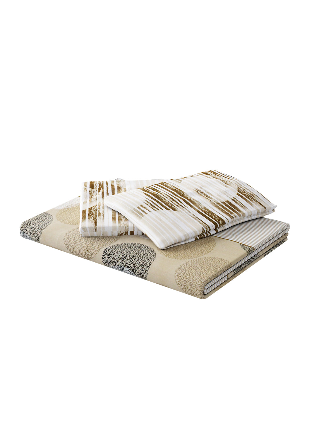144 TC Cotton Double Bed Bedsheet With 2 Pillow Covers-Taupe
