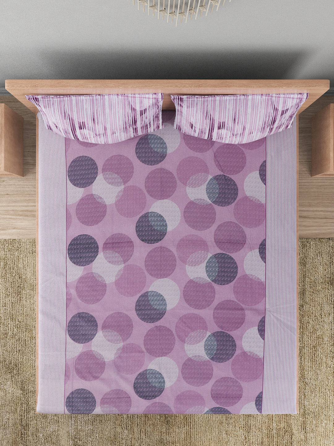 144 TC Cotton Double Bed Bedsheet With 2 Pillow Covers-Wine