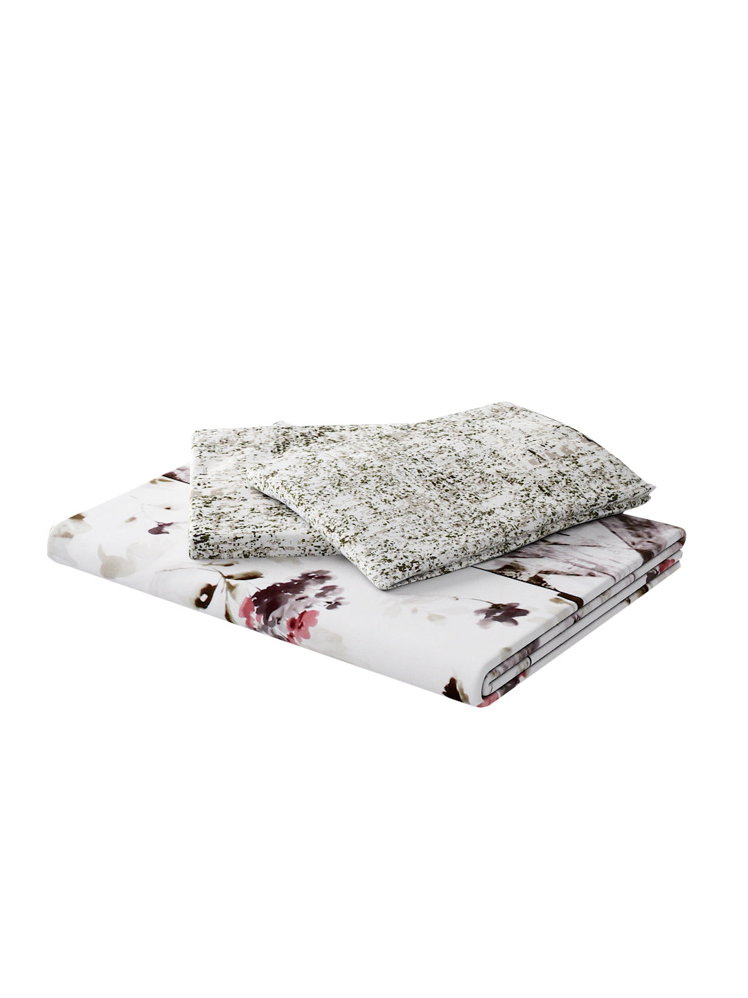 144 TC Cotton Double Bed Bedsheet With 2 Pillow Covers-Brown and White
