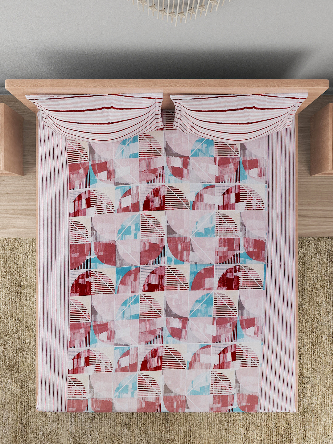 144 TC Cotton Double Bed Bedsheet With 2 Pillow Covers-Copper