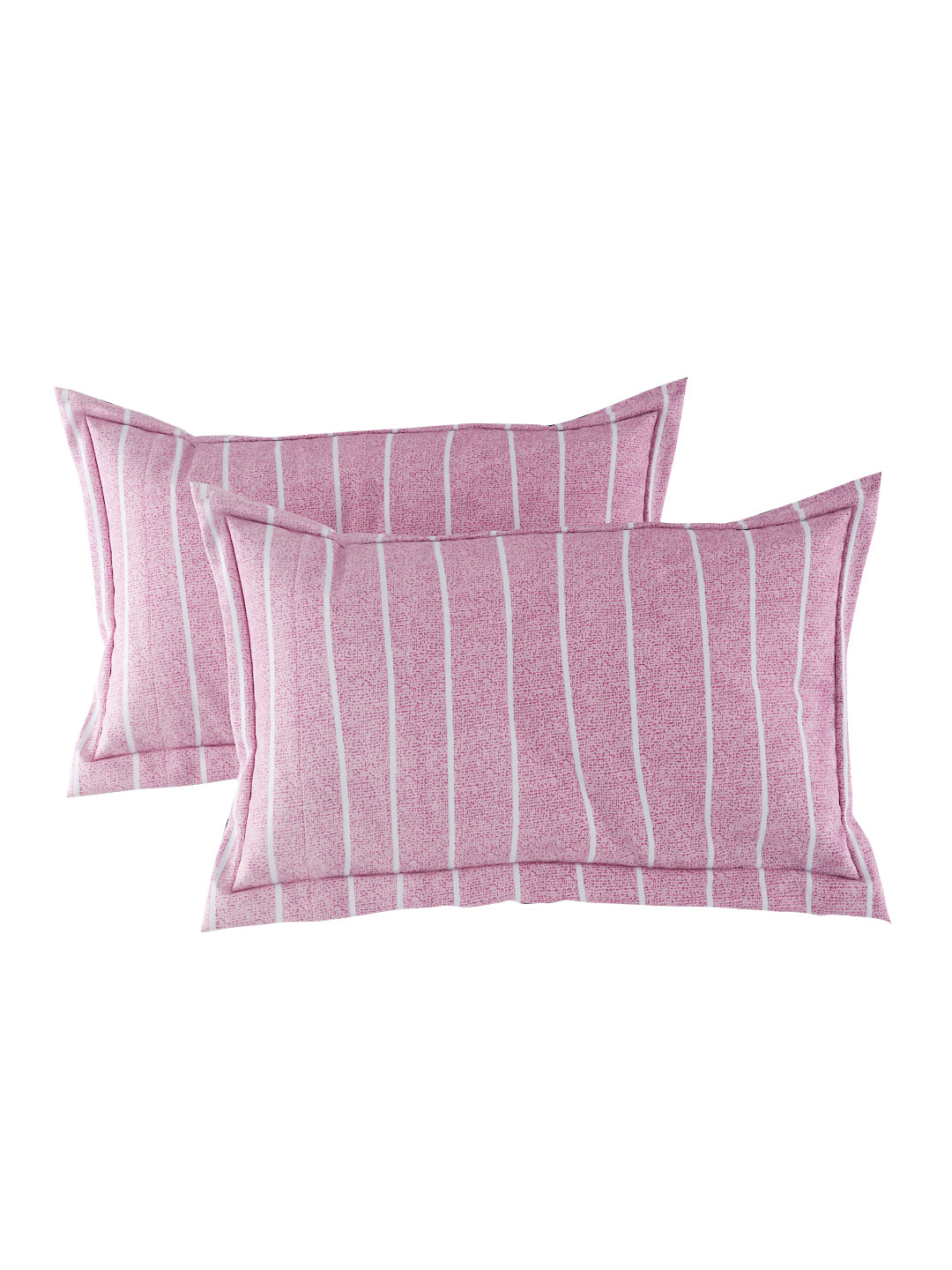 144 TC Cotton Double Bed Bedsheet With 2 Pillow Covers-Multicolor Pink