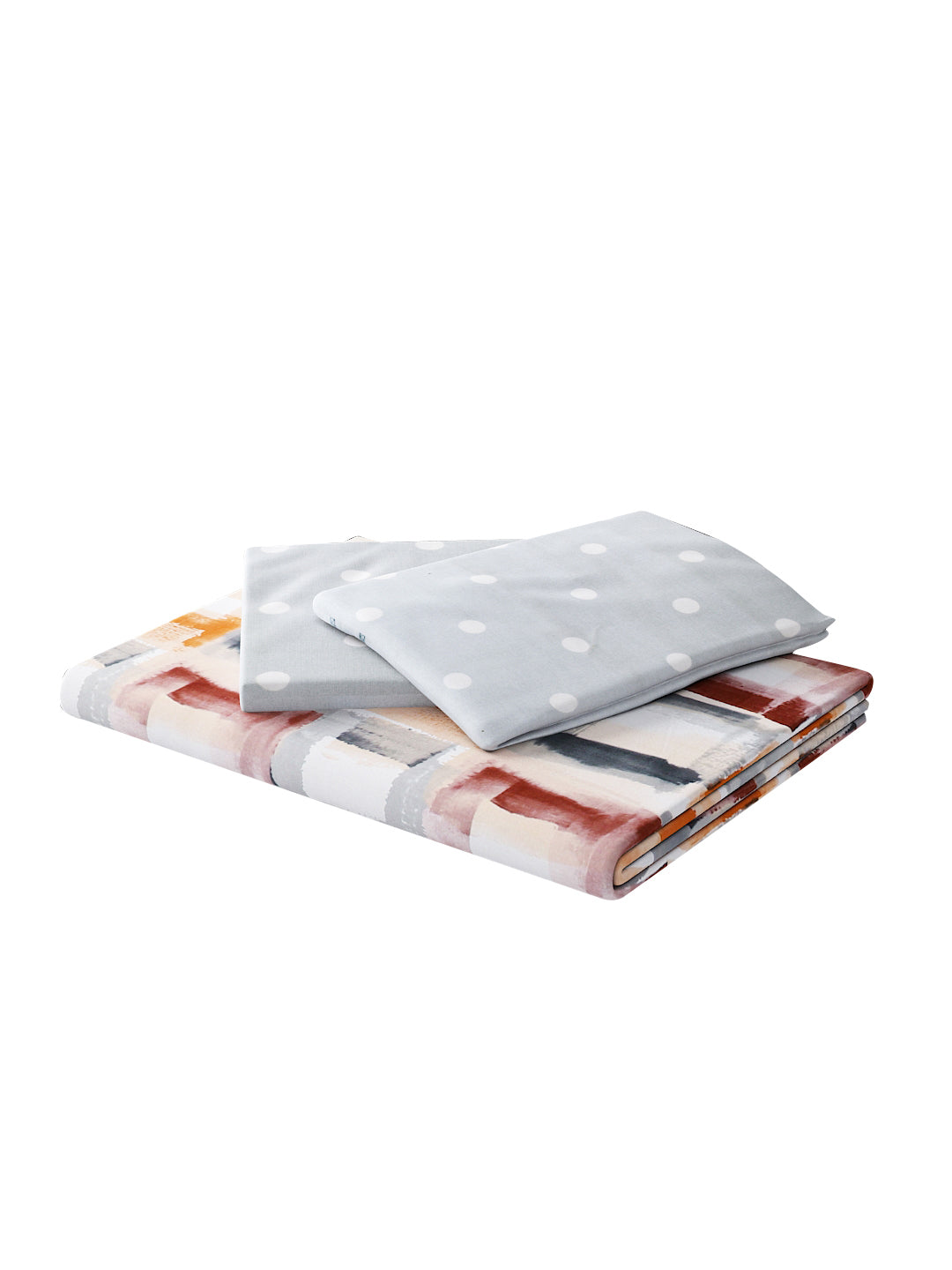 144 TC Cotton Double Bed Bedsheet With 2 Pillow Covers-Multicolor & Brown