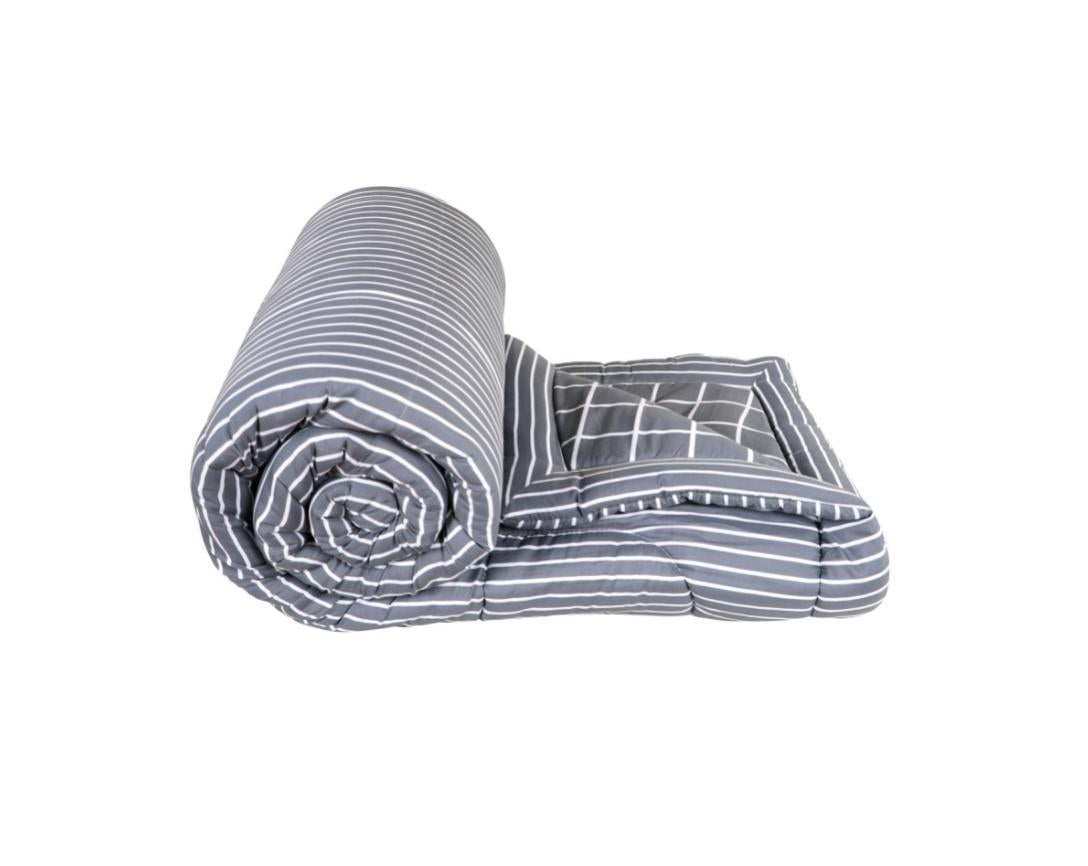 Grey Check and Stripes Double Bed AC Comforter
