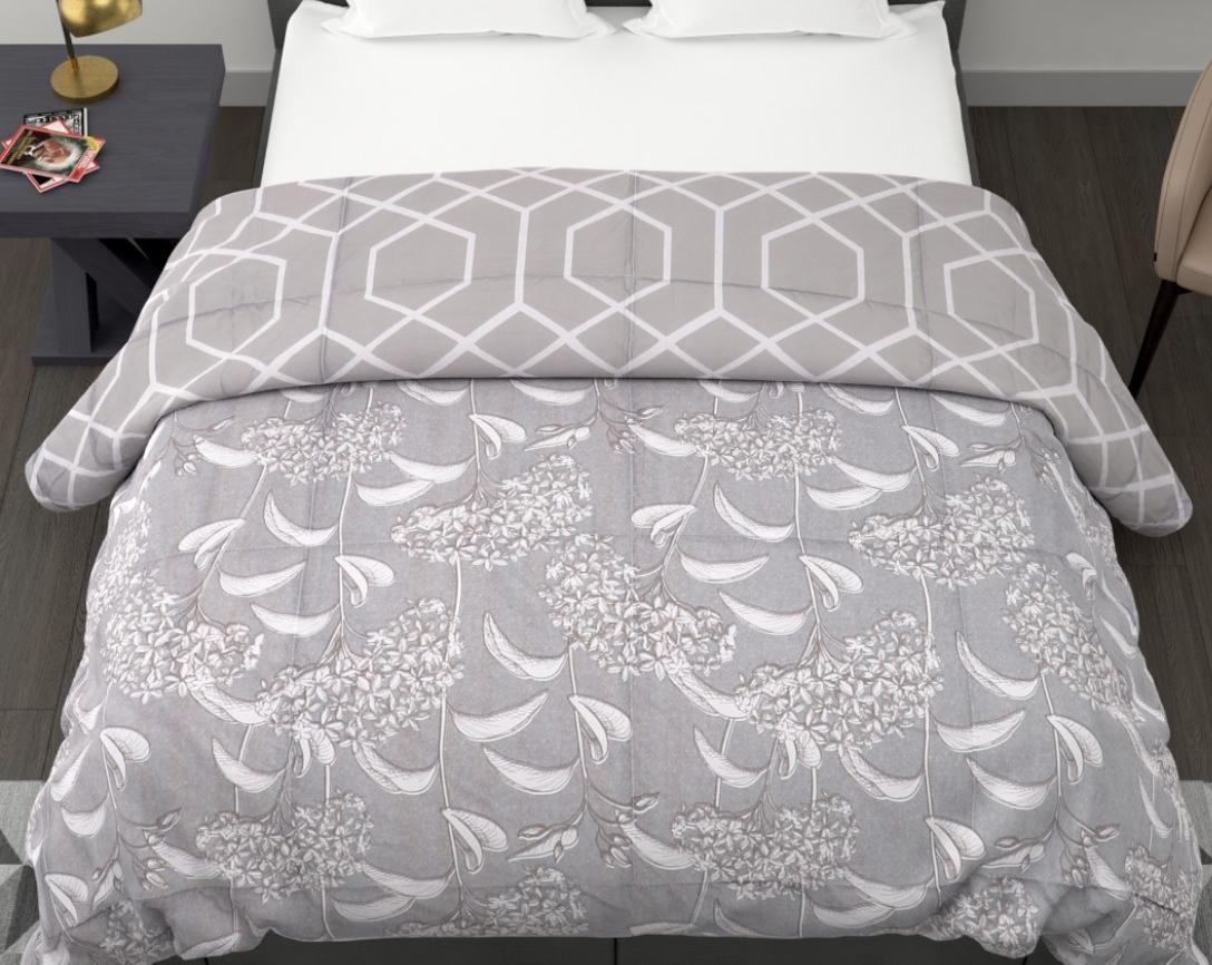 Grey and White Floral Double Bed Cozy Winter Quilt