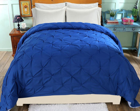Pinch Pleated Double Bed Comforter-Blue