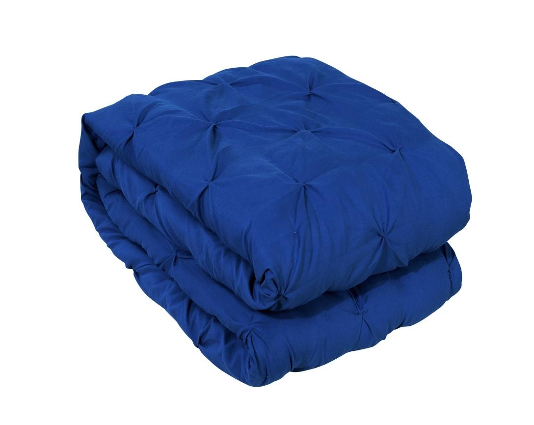 Pinch Pleated Double Bed Comforter-Blue