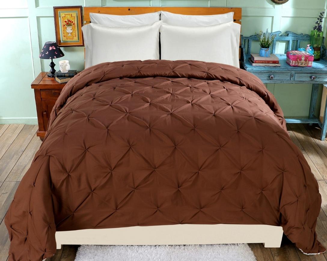 Pinch Pleated Double Bed Comforter-Brown