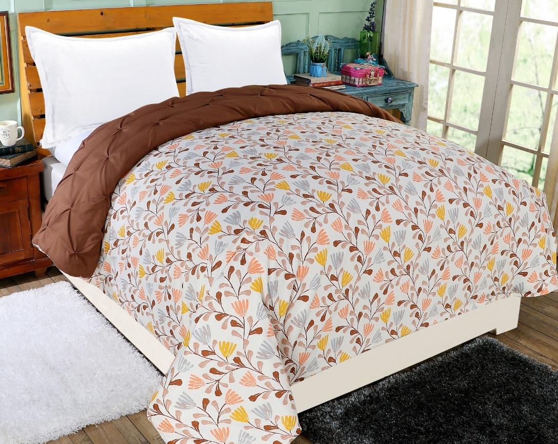 Pinch Pleated Double Bed Comforter-Brown