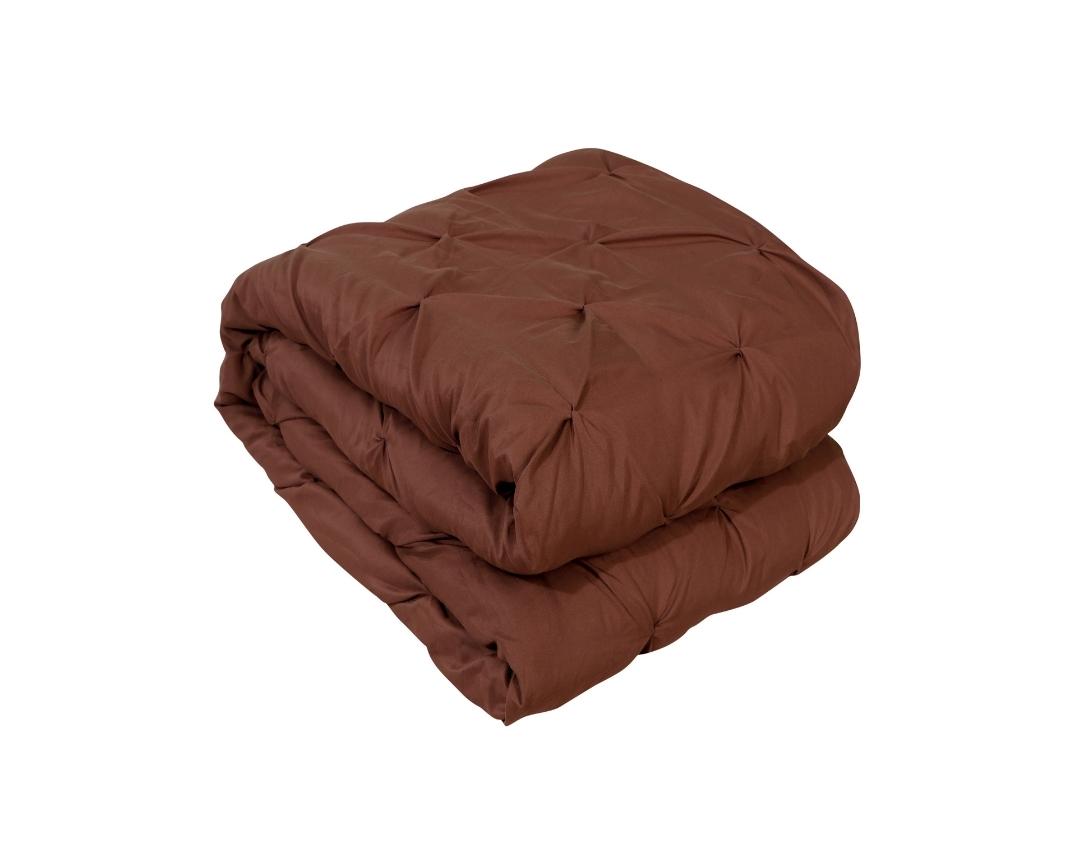 Pinch Pleated Double Bed Comforter-Brown