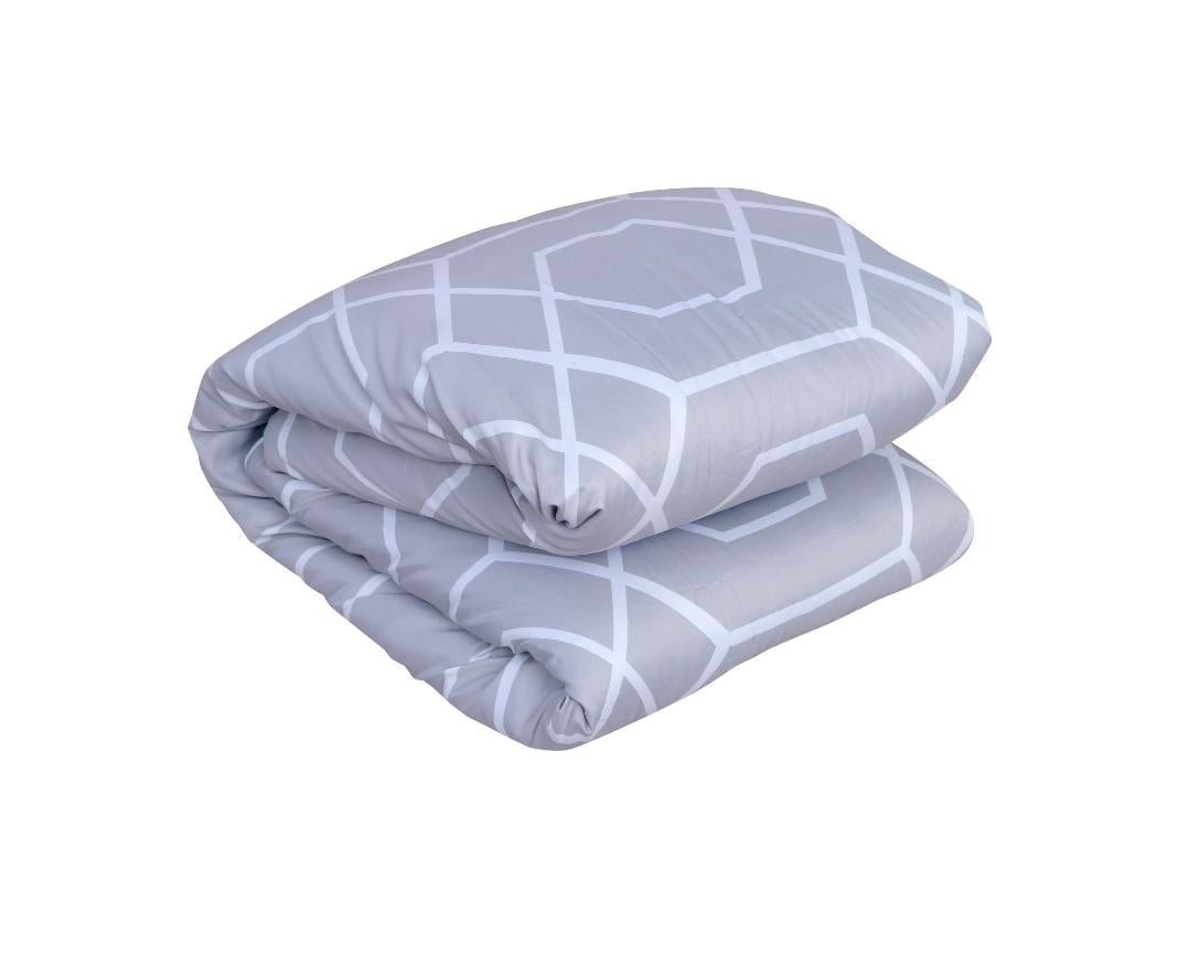 Pinch Pleated Double Bed Comforter-Grey