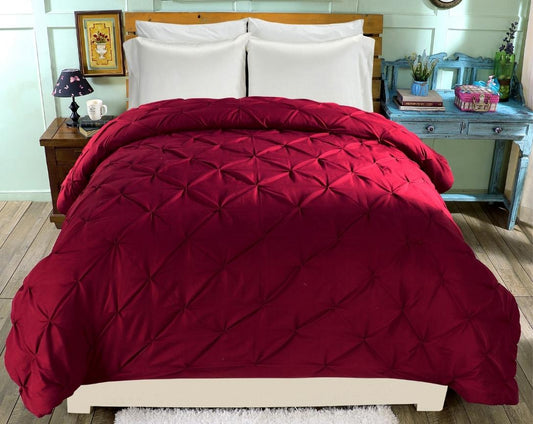 Pinch Pleated Double Bed Comforter-Maroon