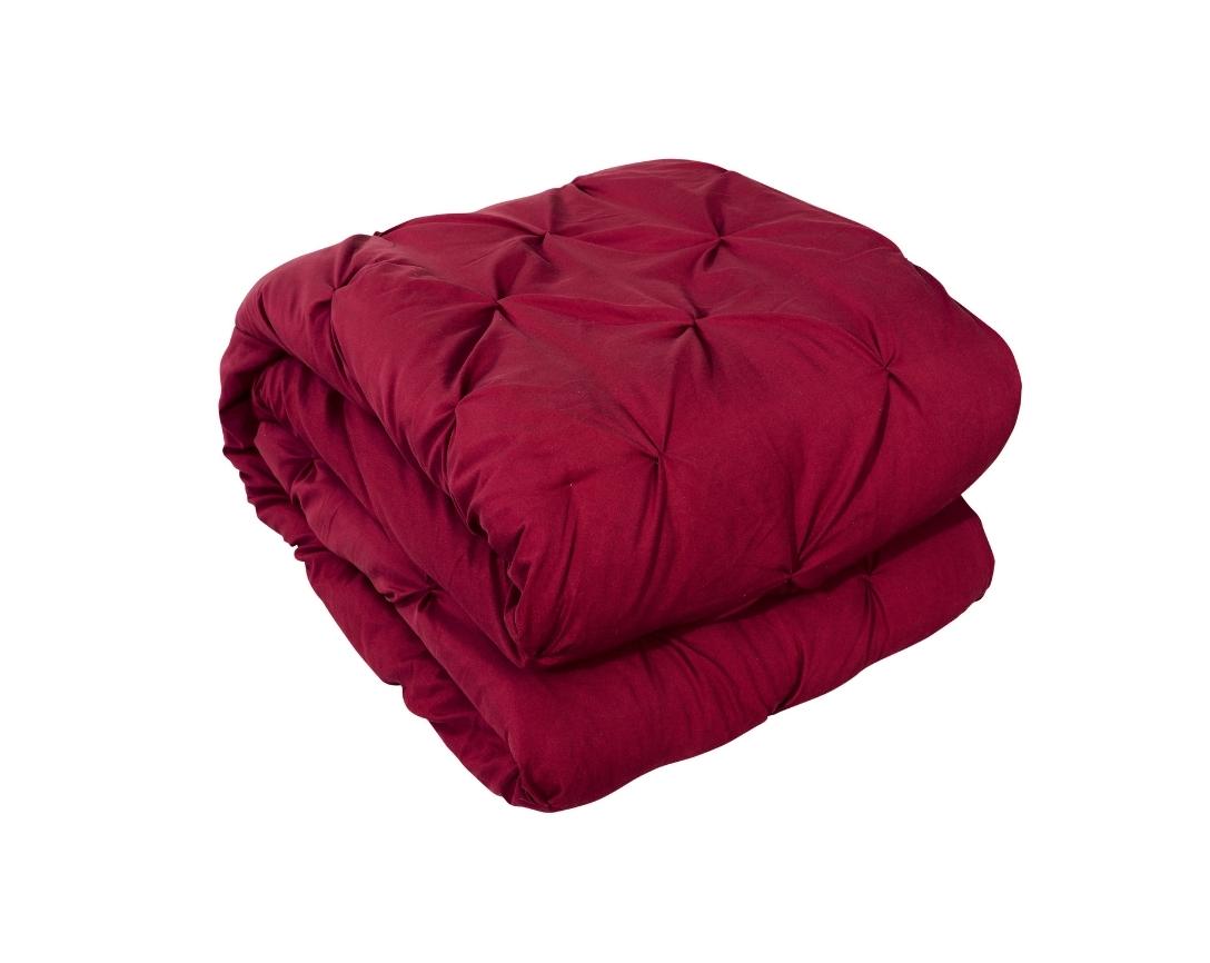 Pinch Pleated Double Bed Comforter-Maroon