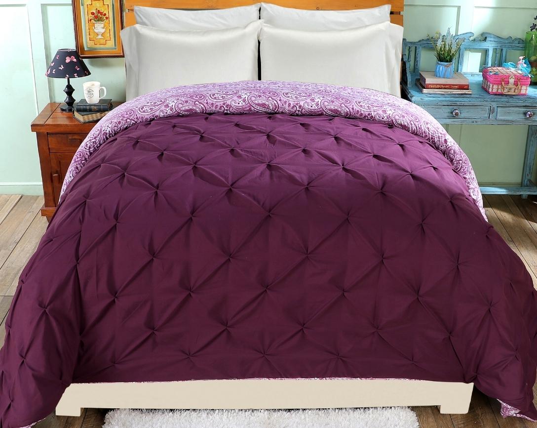 Pinch Pleated Double Bed Comforter-Purple