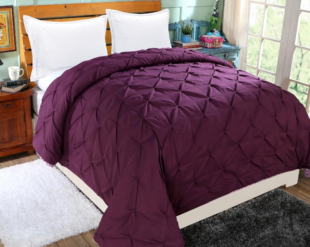 Pinch Pleated Double Bed Comforter-Purple