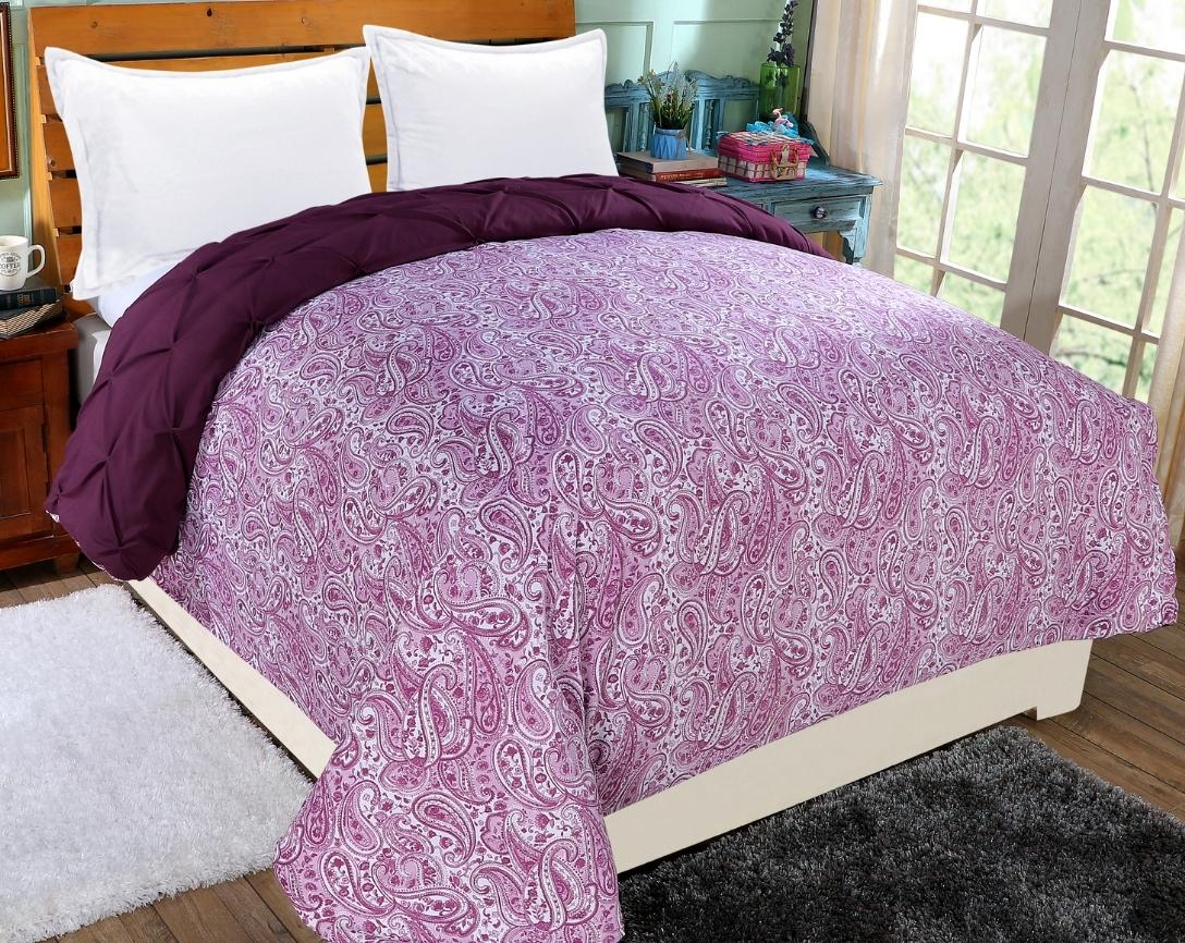 Pinch Pleated Double Bed Comforter-Purple