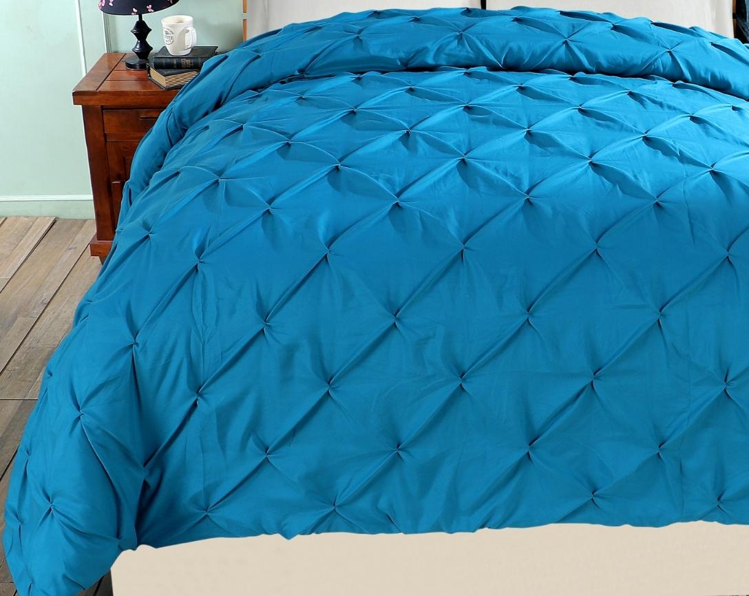 Pinch Pleated Double Bed Comforter-Teal