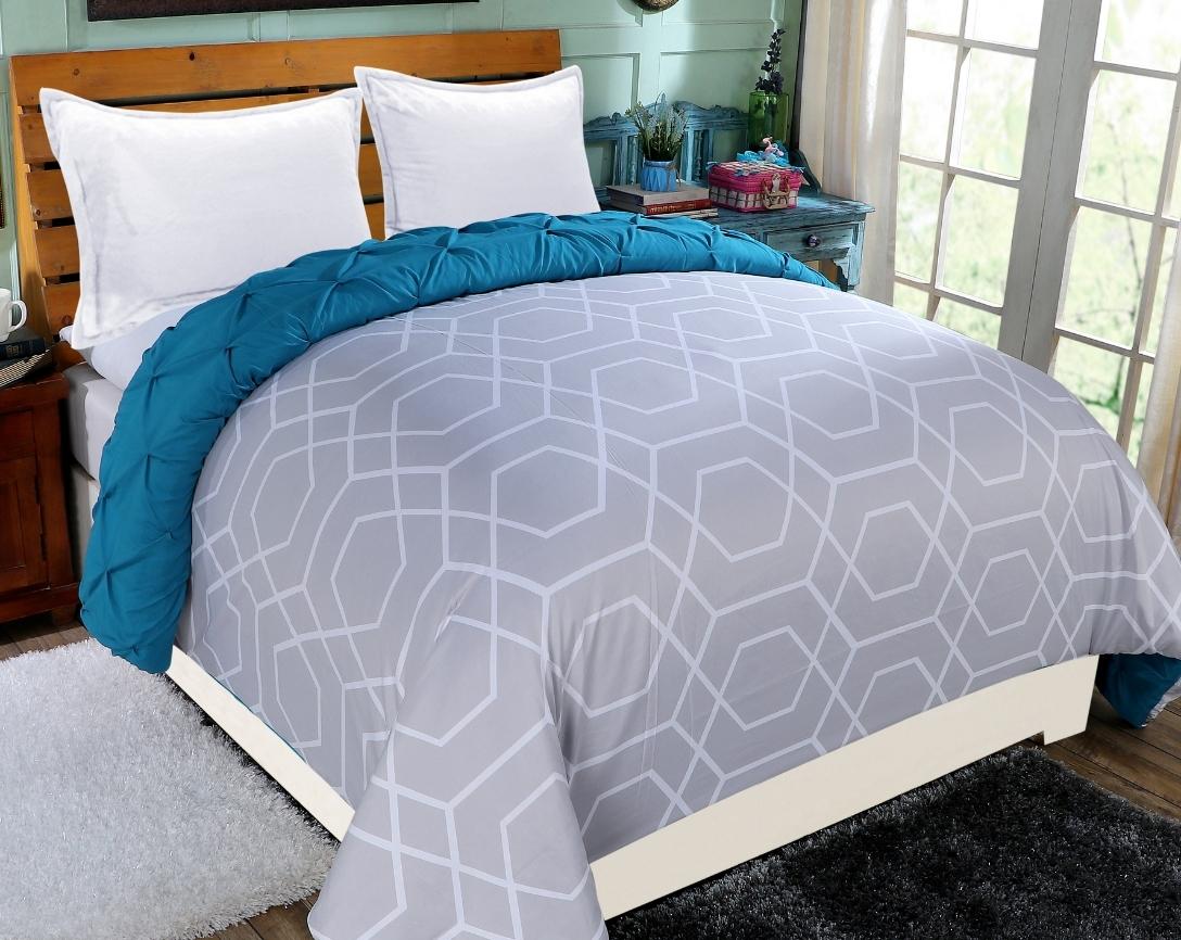 Pinch Pleated Double Bed Comforter-Teal