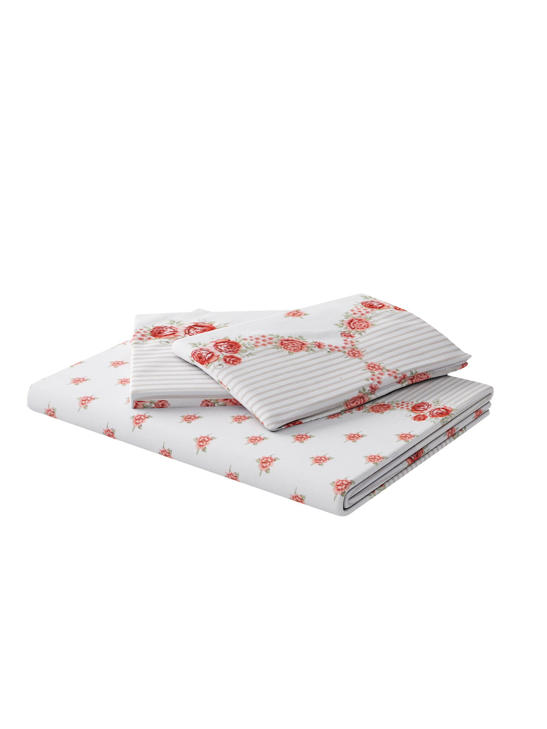 180 TC Double Bed Cotton Bedsheet with 2 Pillow Covers-Multicolor Grey