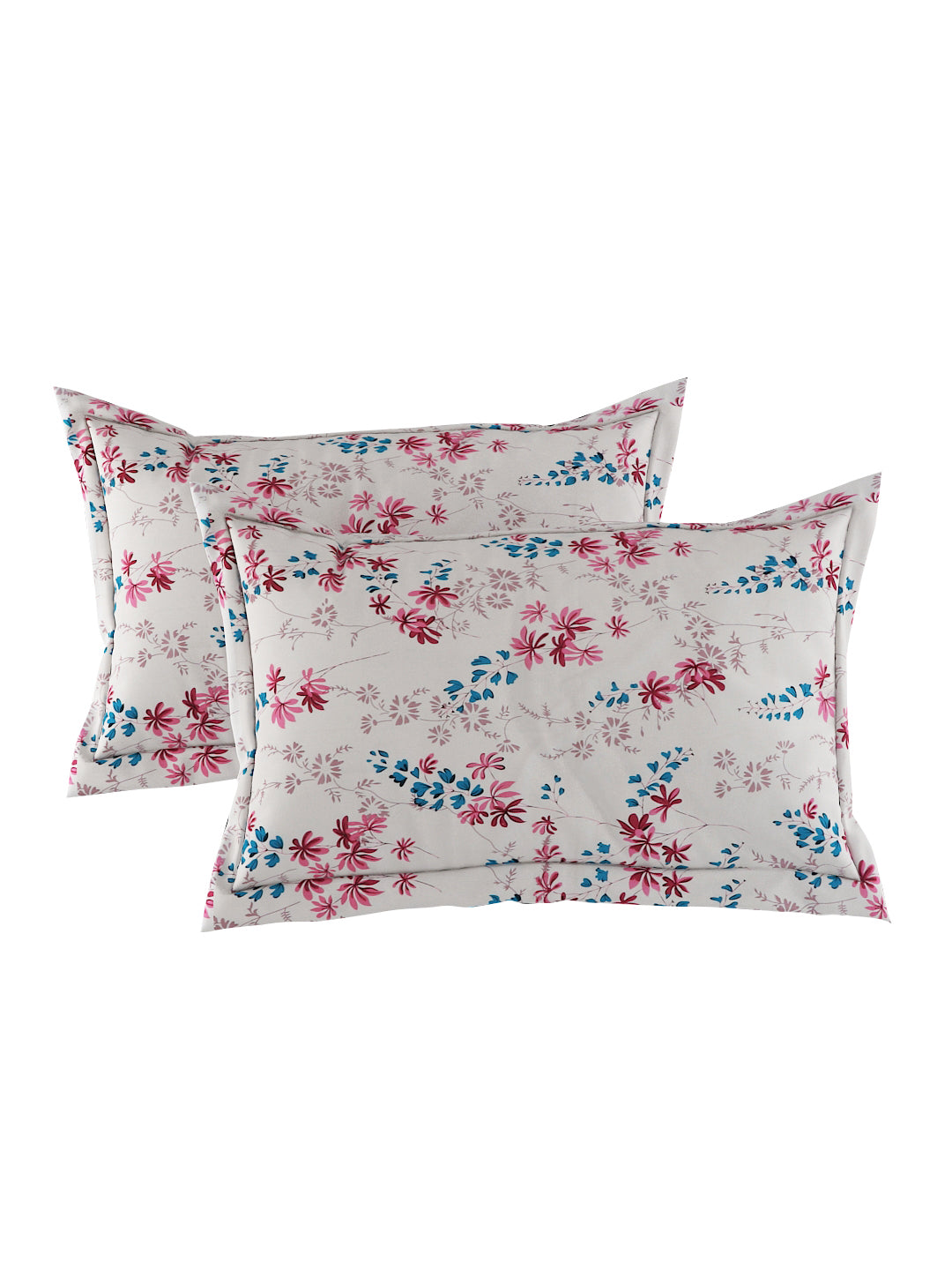 180 TC Double Bed Cotton Bedsheet with 2 Pillow Covers-White,Pink