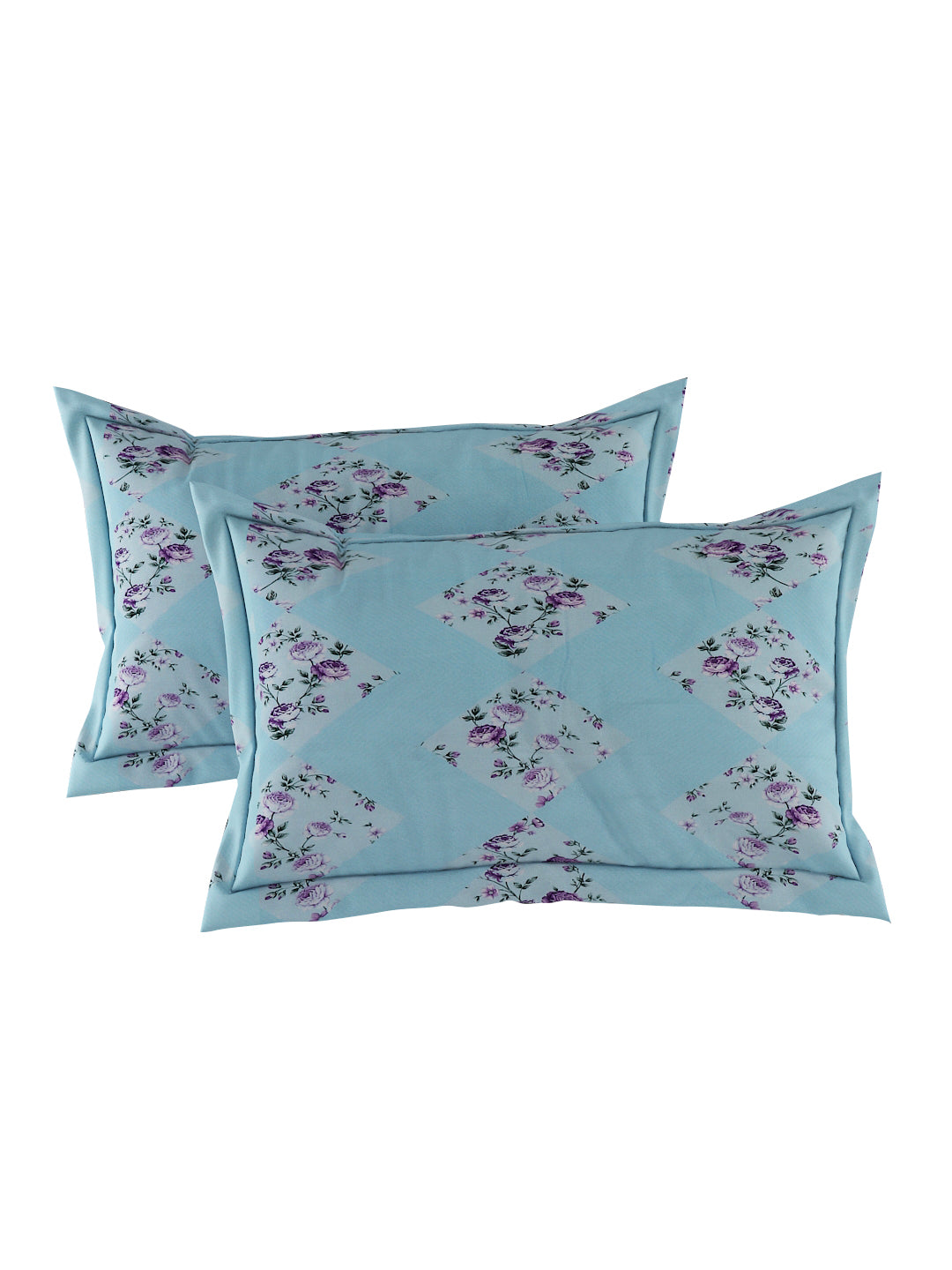 180 TC Double Bed Cotton Bedsheet with 2 Pillow Covers-Light Blue