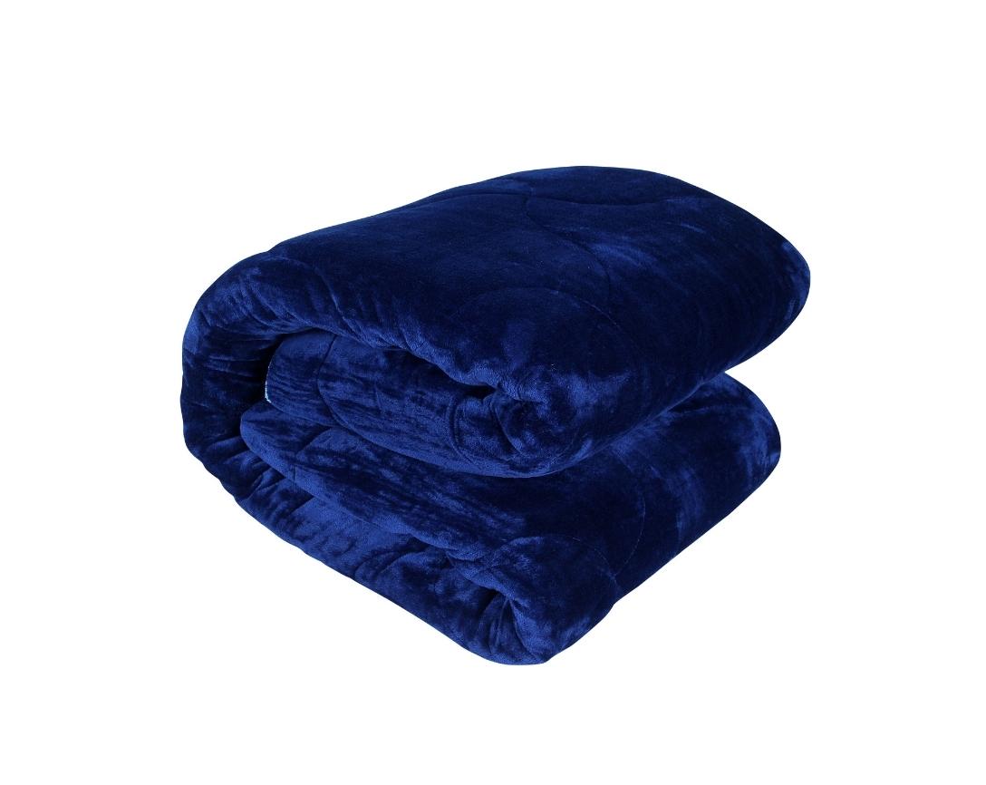 Soft and Cozy Reversible Double Bed Winter Quilt (Aqua Blue and Navy Blue, 850 GSM)