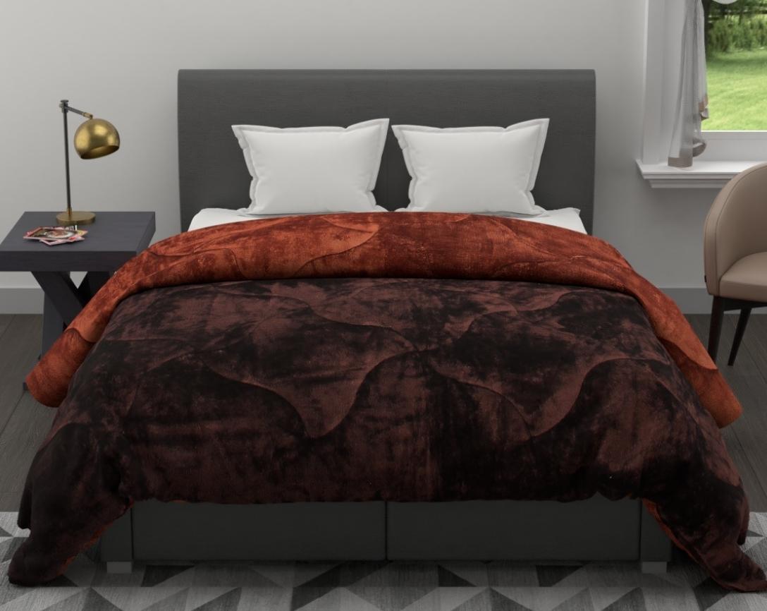Soft and Cozy Reversible Double Bed Winter Quilt (Chocolate Brown and Dark Brown, 850 GSM)