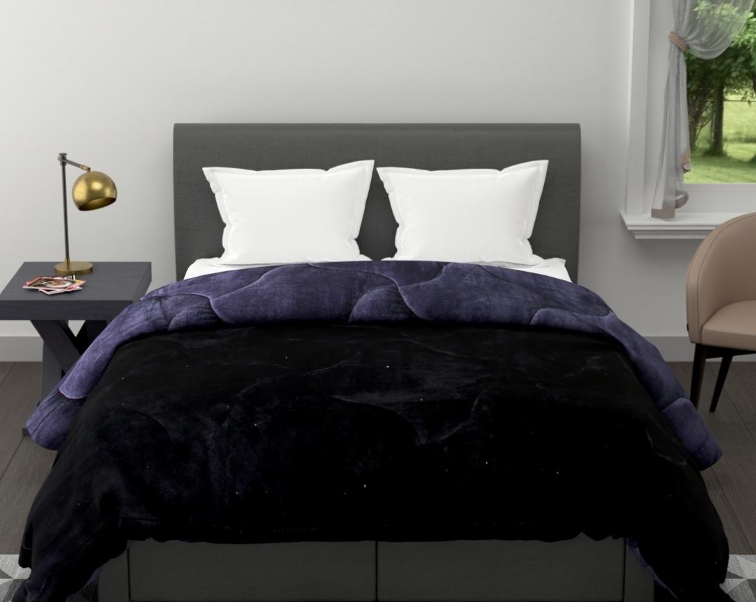 Soft and Cozy Reversible Double Bed Winter Quilt (Black and Grey, 850 GSM)