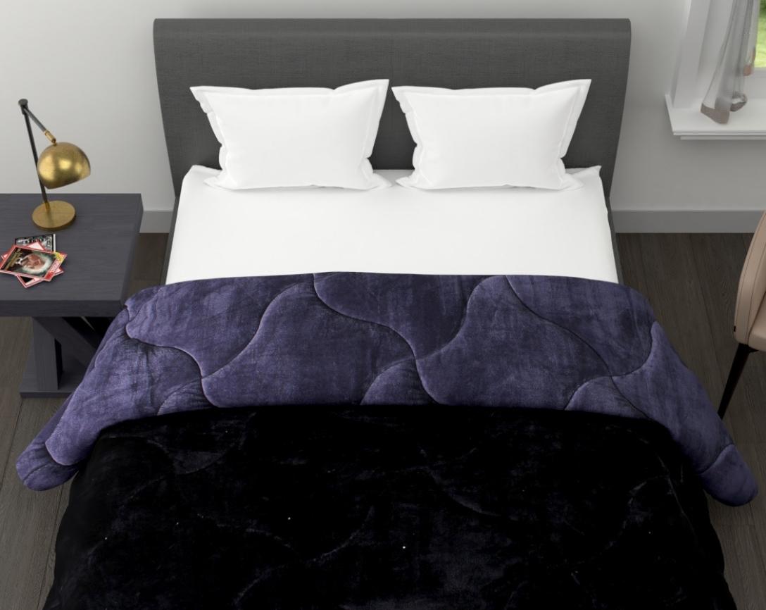 Soft and Cozy Reversible Double Bed Winter Quilt (Black and Grey, 850 GSM)