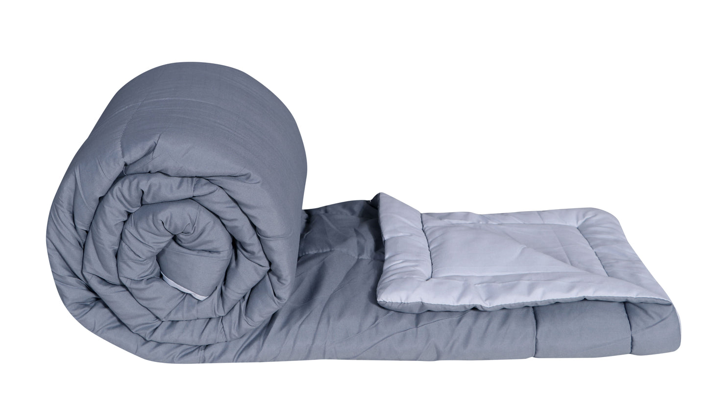 A HOME GRACE Reversible Comforter | Ultra Soft & Lightweight AC Comforter for All Seasons | Quilted Blanket with Box Stitching | Durable, Hand & Machine Washable | Pearl Grey-Ash Grey