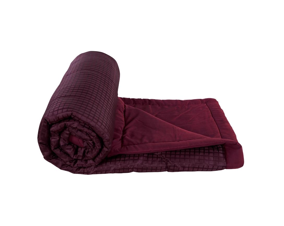 Classic Check Double Bed Comforter-Burgundy