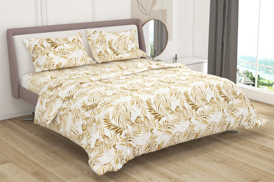 Premium Cotton King Size Double Bed Bedsheet With 2 Pillow Covers-Golden Brown