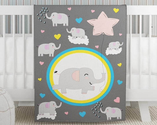 A Home’s Grace Newborn Baby Winter Quilt Elephant Design-Grey