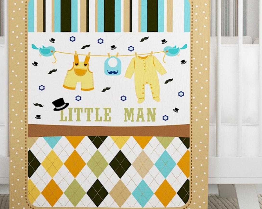 A Home’s Grace Newborn Baby Winter Quilt Little Man Design-Tan