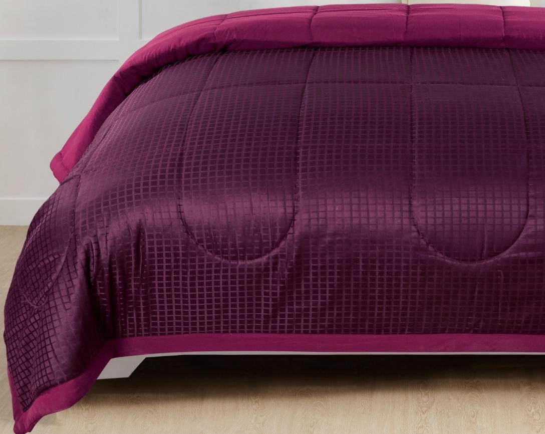 Classic Check Double Bed Comforter-Burgundy
