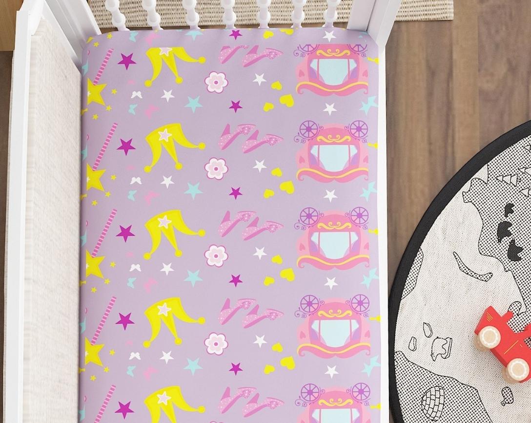 Cotton Fitted Cot Bedsheet Princess Design