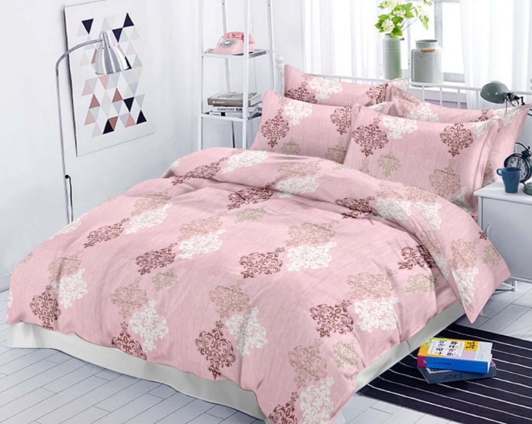 Premium Cotton King Size Double Bed Bedsheet With 2 Pillow Covers- Pink