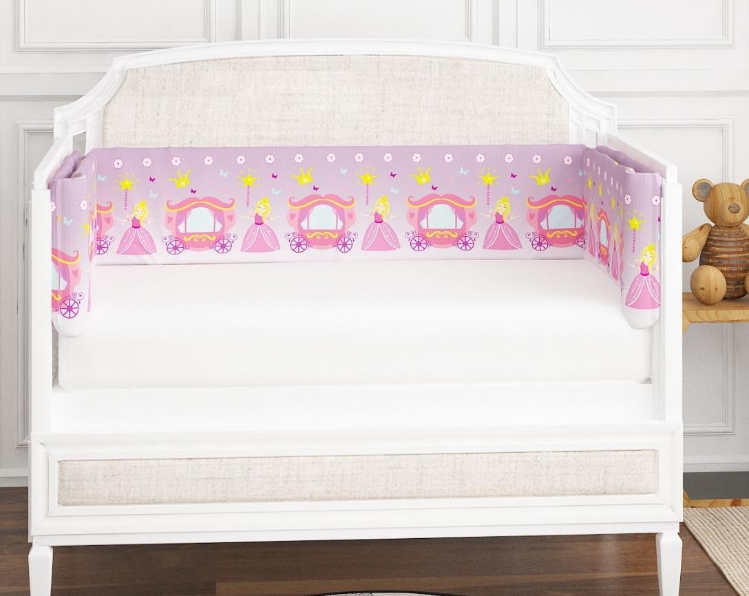 Newborn Cotton 6pc Cot Bedding Set Princess Theme-Purple