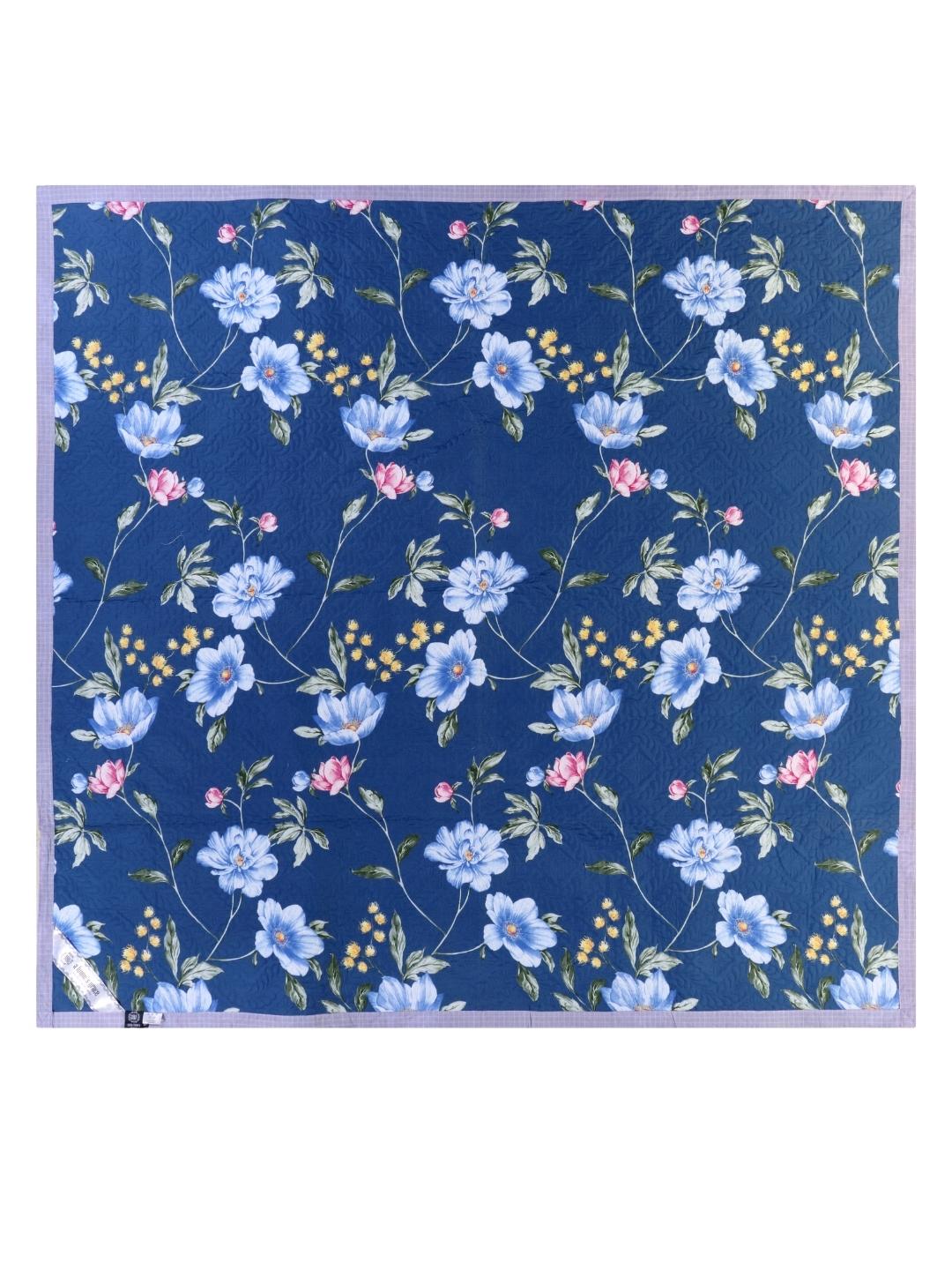 Floral Print Double Bed Light Weight Comforter-Blue