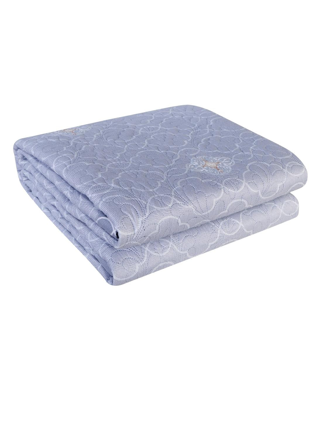 Floral Print Double Bed Light Weight Comforter- Blue and Grey