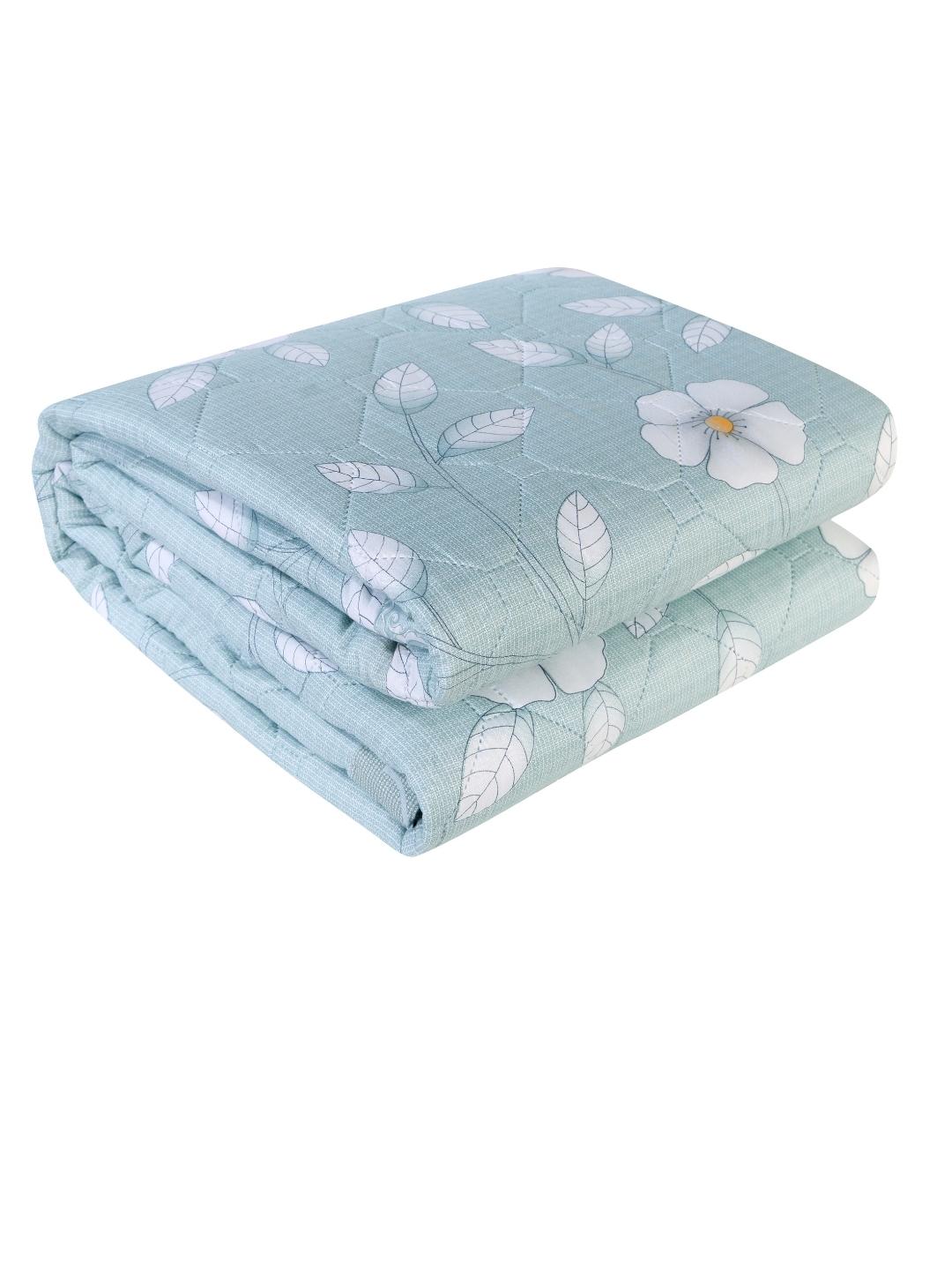 Floral Print Double Bed Light Weight Comforter- Sea Green