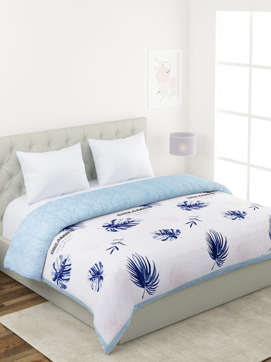 Floral Print Double Bed Light Weight Comforter-Blue and Multicolor