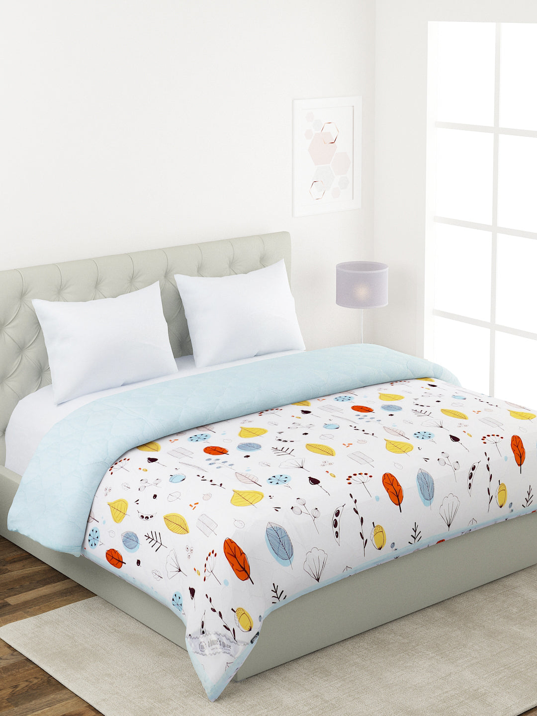 Floral Print Double Bed Light Weight Comforter-Multicolor